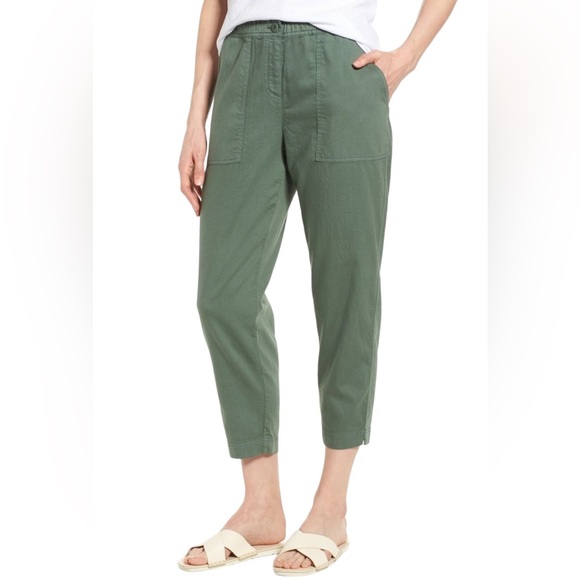 Eileen Fisher Tapered Organic Cotton Crop Pants Size XS Color Olive - Picture 13 of 13